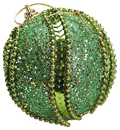 Weihnachtsbaumschmuck mit Aufhänger Bruchsicher Glitzer Weihnachtskugeln Weihnachten Strass Ornament Baumkugeln Dekoration 8CM Wohnkultur Klimmzugstange Weihnachtsbaumkugeln für Xmas (Green, One Size)