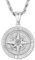 KRKC&CO Kompass Münze Anhänger Kette Silberkette Herren, 2,5mm 55,9cm Rope Kette Kettenanhänger Windrose mit Zirkonia Silber, Edelstahl Medaillon Halskette, Geschenk für Männer Jungs Freund