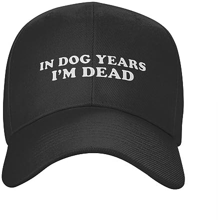 Baseballkappe Hip-Hop Sonnenhut personalisierbar mit Aufschrift „Dog Years I'm Dead“ Baseballkappe für Damen und Herren verstellbare Papa-Mütze Sommersport-Snapback-Kappen Trucker-Hüte