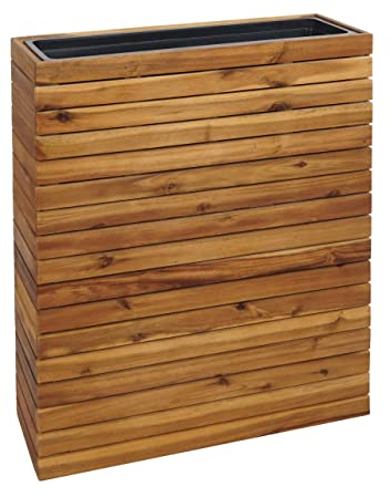 Pflanzkasten HWC-L21AM, Hochbeet Pflanzkübel Blumentopf, eckig 77x63x23cm Outdoor Akazie Holz FSC®-Zertifiziert, braun