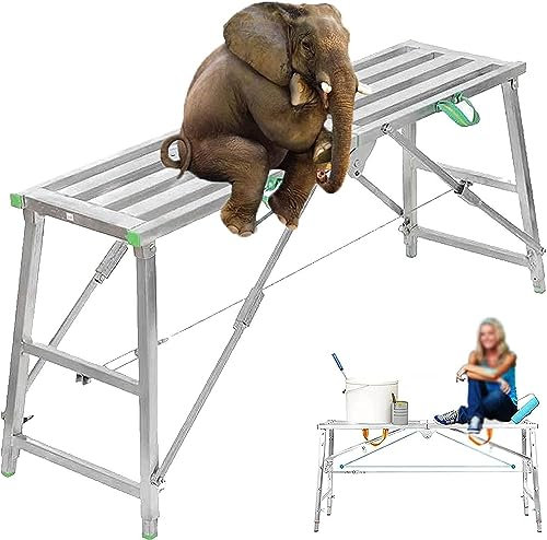 Trittleitern, Gerüstplattform, Mehrzweck-Gerüstausrüstung, Turmleiter, Hocker, Werkbank, verstellbare Arbeitsplattform, klappbare Trittleiter aus Stahl für Arbeiten im Innen-/Außenbereich (Größe: 16