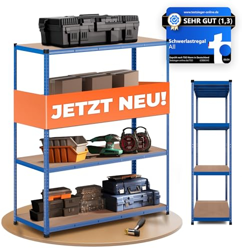 ALL Aluminium Schwerlastregal 180x150x60cm Blau – Bis 1000 kg belastbar, höhenverstellbar, Stecksystem, ideal für Lager, Garage & Werkstatt