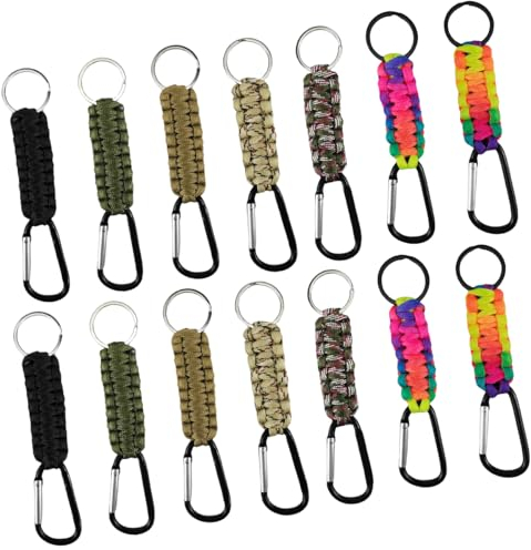 12 Stück Schlüsselanhänger Ring Geflochtenes, Paracord Schlüsselanhänger, Paracord Zubehör Für Outdoor Camping, Schlüsselanhänger Paracord Mit Karabiner, Schlüsselband Personalisiert