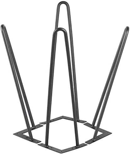 HUOLE 4X Hairpin Leg Möbelbein Haarnadelbeine aus Metall Tischzubehör DIY für Esstisch Couchtisch Schreibtisch Tischbein Tischgestell Catalpa Blume Hairpin Tischbeine 2 Stangen(41cm schwarzer)
