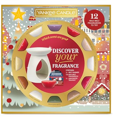 Yankee Candle Christmas Scented Wax Melt Discovery Gift Set, 12 Scented Wax Melts, 1 Wax Melt Burner & 1 Unscented Tea Light, Perfect Christmas Gifts for Women, Signature