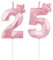 Geburtstagskerzen Zahlen 25 mit Krone，3D Kerzen Geburtstag für Kuchen geburtstagsdeko, Geburtstag Kerzen Zahlen, Geburtstagskerzen Kinder für Partys, Hochzeiten, Firmenfeiern, Jubiläen (Rosa, #25)