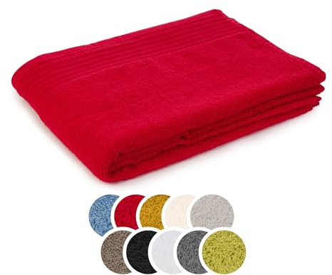 liebling Duschtuch Baumwolle, Serie Frankfurt, 400 gr. / m², 70 x 140 cm, 60 Grad, mit hochw. Borte, saugstark, Farbe: rot