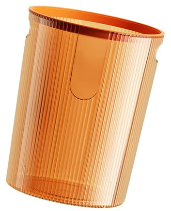 Cyrank Poubelle en Plastique, Petite Corbeille Transparente, Poubelle en Plastique, Poubelle Ronde Orange, Poubelle pour Salle De Bain, Chambre à Coucher, Salon, Cuisine, Bureau