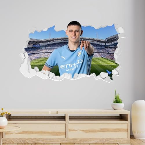 Official Manchester City Wall Sticker - Phil Foden 24/25 Broken Wall Sticker (60cm Width x 35cm Height)