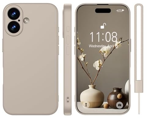 KPPIT for iPhone 16 Plus case silicone,for iPhone 16 Plus Phone case shockproof 6.9,Full camera coverage Military-Grade Protection 360°,With hand strap slim Case-Titanium Gray