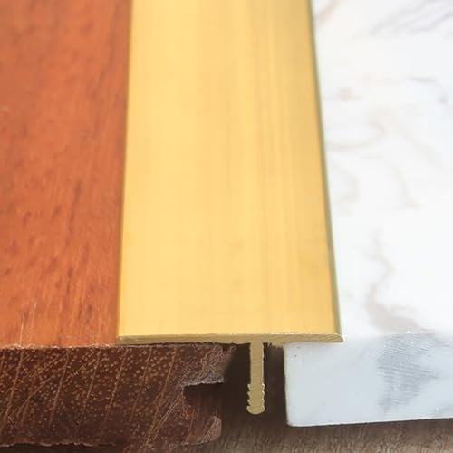 Threshold Strip Brass Threshold Transition Strip w/Brushed, Metal Edge Trim for Floors to Tile,T Molding Edging Dividing Cover for Walls/Laminate Planks Tile(28mm(1 1/8) X11.8mm(1/2))