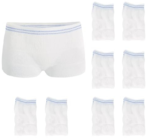 FUIPVGI 8 Piezas Bragas Postparto y de Malla, Bragas Desechables y Lavables para Incontinencia y Maternidad (Blanco)