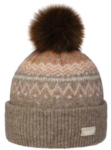 Barts Woodstar Alpaka Bommelmütze Beanie Strickmütze Damenmütze Umschlagmütze (One Size - Hellbraun)