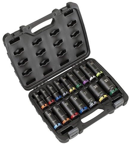Sealey Premier 16pc 1/2 Sq Drive Lock-On™ Deep Impact Socket Set 6pt Metric - AK58170M