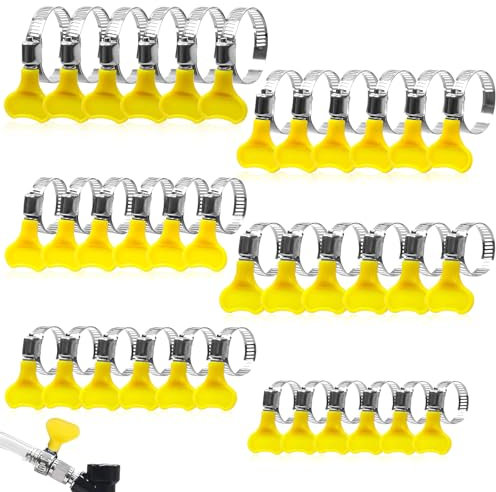 36 PCS Worm Drive Hose Clips, 6 Size Stainless Steel Hose Clamp Pipe Ttightening Clips with Handle for Securing Home Gas Flexible Connections (10-38 mm)