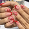 24 PCS False Nails Short - Square Shaped Red Heart Valentine's Fake Nails - Full Cover Acrylic Stick on Nails With Glue - Nail Tips False Nails for Women & Girls