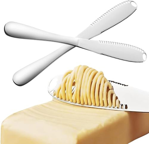 QEEROYO 2 pièces Couteaux à Beurre, Couteau à Crème, Couteau à Tartiner à Beurre, Couteaux à Beurre en Inox, Couteau a Beurre en Acier Inoxydable, pour Couper ou Tartiner Beurre, Fromage, Confiture