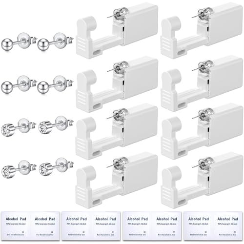 Perceur D'oreille, 8 Pièces Kit Percage Oreille, Pistolets de Piercing D'oreille Jetables, Pistolet Piercing Oreille avec Clou d'oreille, Indolore Outil de Perçage D'oreilles pour Femmes et Homme