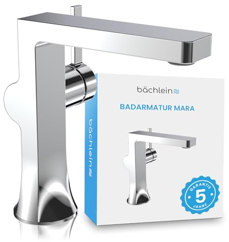 Bächlein Badarmatur Mara in modernem Design, Einhebelmischer mit langlebiger Keramikkartusche und Montage-Set, Bad Wasserhahn Chrom