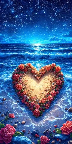 Diamond Painting Love Ocean Diamond Art Accessories Adults, DIY Kids Full Drill Cross Stitch Arts Crafts Embroidery Kit, crystal art Kits for Adults Beginner, Home Wall Decoration Gifts 60x120cm q-501