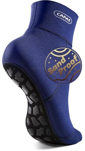 CAPAS Wetsuit Socks, Anti-slip Neoprene Men Women Waterproof Socks, Sand-proof Beach Water Sports Keep Warm Water Sock for Diving Snorkeling Swimming (Blue, L)