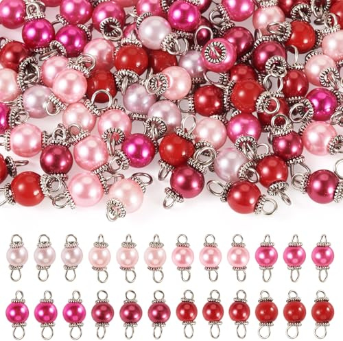FASHEWELRY Breloques en perles de verre nacrées pour fabrication de bracelets, colliers, boucles d'oreilles, porte-clés, bijoux