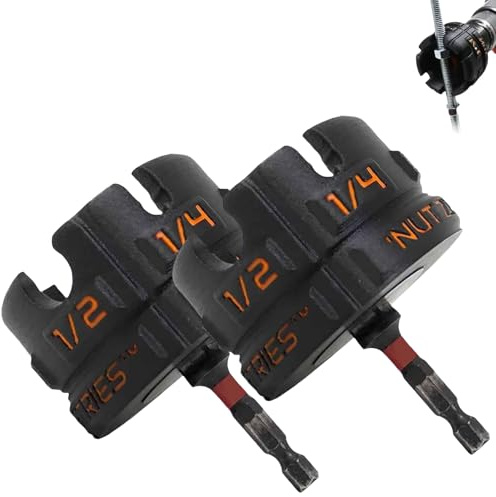 Nut Zipper Drill Attachment for Fast Nut and Bolt Removal, Hex Shank Nut Driver for 1/4, 3/8, 1/2 Threaded Rods, Bolt Extractor Tool for Conduit Racks, Strut Systems (2)