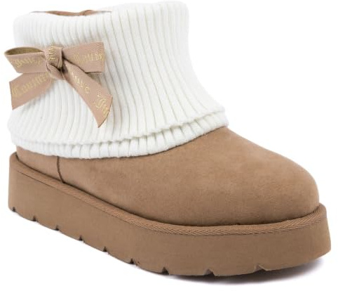 Juicy Couture Modische Damenstiefel – gemütliche Stiefeletten mit klobiger Stollensohle, weichem Obermaterial und Pull-On-Passform für Komfort bei kaltem Wetter