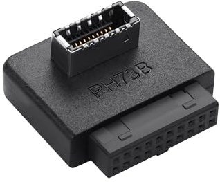 ELFJMZP USB 3.2 Gen 1 19/20-pin (Model B) to USB 3.2 Gen 2 Type-E 20-pin 90° Adapter, for PC Motherboard 19-pin USB 3.0 to Front Panel USB 3.1/3.2 Internal Type-E 20-pin (TYPE - B)