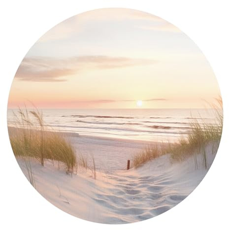 DEQORI Runde Wandtapete selbstklebend Ø80 cm | Motiv Abendruhe am Strand | Textil-Leinwand – ablösbar, dekorativ & formstabil – für Wohnzimmer, Büro, Flur oder Kinderzimmer