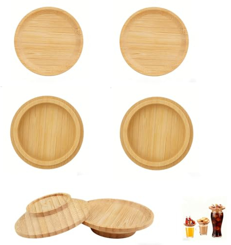 6 Stück Weinglas Topper Holz, Runde Wine Glass Charcuterie Toppers | Bambus Weinglas Aufsatz, Weinglasabdeckungen für Vorspeisenteller, Partys, Desserts