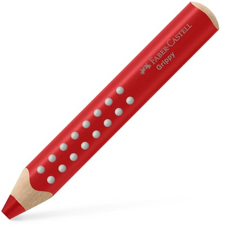 Faber-Castell - Buntstift Grippy Erdbeerrot 3-in-1 Malstift | Dicker Farbstift für Kleinkinder, ergonomischer Jumbo Buntstift mit Grip-Noppen, leicht abwaschbar