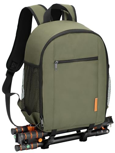 TARION Camera Bag Backpack Small - Waterproof Photography 14 Laptop Sleeve | Rain Cover Tripod Holder Lightweight Compact DSLR SLR Mirroless Cameras for Photographers Travel Hiking TBS Green