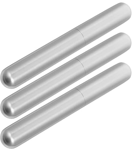 3 Pezzi Tubo Umidificatore per Sigari, Portatile in Acciaio Inox | Chiusura Ermetica, Corpo Resistente Agli Urti, per Ufficio e Valigetta, Colore Argento