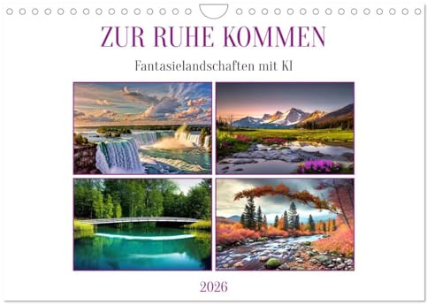 Zur Ruhe kommen Fantasiereisen mit KI (Wandkalender 2026 DIN A4 quer), CALVENDO Monatskalender: Meditative Fantasielandschaften zur Entspannung (CALVENDO Natur)
