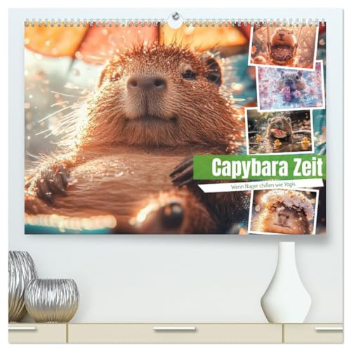 Capybara Zeit (hochwertiger Premium Wandkalender 2026 DIN A2 quer), Kunstdruck in Hochglanz: Wenn der Alltag stresst, lebt das Capybara einfach weiter ... und gepflegtem Nichtstun. (CALVENDO Tiere)