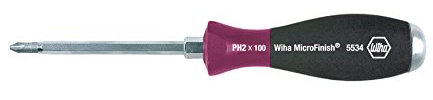 Wiha Schraubendreher MicroFinish® Phillips mit durchgehender Sechskantklinge und massiver Stahlkappe (29149) PH1 x 80 mm, für ölige und feuchte Anwendungen, optimaler Halt mit nassen Händen dank Oberflächenstruktur, für gezielte Hammerschläge, Schlagen und Meißeln, Sechskantansatz zum Lösen von festsitzenden Schrauben