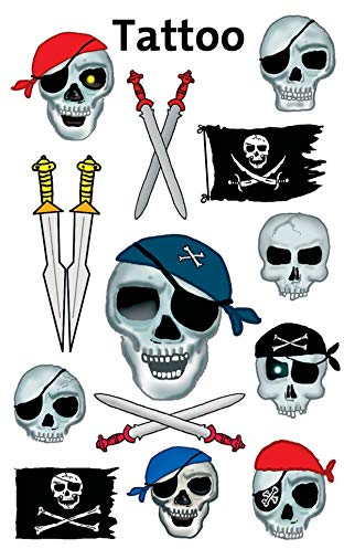 AVERY Zweckform 56632 Tattoo Kinder 13 Stück (Temporäre Tattoos Totenköpfe, Kinder Tattoo wasserfest, Klebetattoos, Kindergeburtstag, Mitgebsel, Partyspiele Preise, Kinder zum Spielen, Tattoo Jungen)