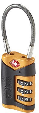 Lewis N Clarks Travel Sentry Cable Lock Gepäckschloss, Orange