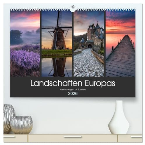 Landschaften Europas (hochwertiger Premium Wandkalender 2026 DIN A2 quer), Kunstdruck in Hochglanz: Bilder von 12 atemberaubenden Orten in Europa (CALVENDO Natur)