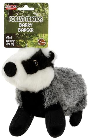 Animal Instincts Forest Friends Barry Badger Plush Dog Toy, Large | Super Soft, Squeaky, Fetch & Retrieve Toy, Premium Quality Fabric
