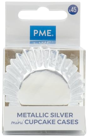 PME BC715 Silver Baking Cases for Cupcakes, Mini Size, Pack of 45