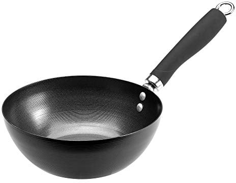 Ecolution Non-Stick Carbon Steel Wok with Soft Touch Riveted Handle, 8,Black
