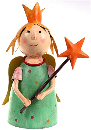 Zaunhocker Prinzessin Dekofigur aus Blech 23 cm mit Stern Figur Metall Deko Garten Balkon