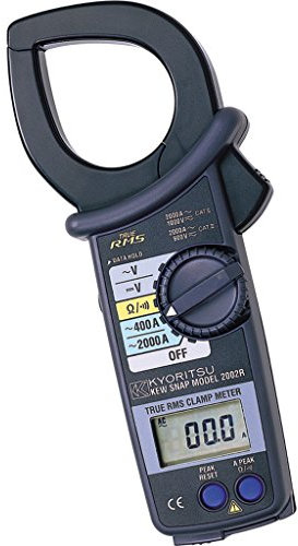 Kyoritsu Kew 2002R Pinza amperimétrica digital para la tamaño de corriente AC TRMS, tensioni AC/DC, resistencia, continuidad, Picco y salida analógica, Gris