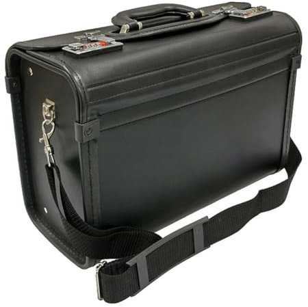 Bowatex Pilotenkoffer, Schwarz, Handgepäck, 41 cm, 15 Liter, Kunstleder, Wasserfest, Abnehmbare Schulterriemen, Zahlenschloss, Ideal für Außendienst, Taxi, LKW-Fahrer