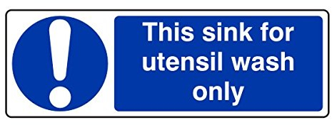 300mmx100mm This Sink For Utensil Wash Only Catering Sign Sticker Self Adhesive