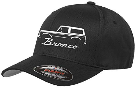 1966–77 Ford Bronco 4x4 Classic Outline Design Flexfit Hat Cap, schwarz, S/M