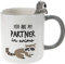 Pavilion Gift Company 45634 Dolomit-Kaffeetasse mit Aufschrift You Are My Partner In Crime, Waschbärgrau, 500 ml Tasse, Keramik, Grau