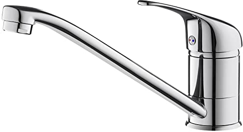 BONADE Robinet de Cuisine en Laiton Robinet d’Évier Chromé Mitigeur de Cuisine Rotatif à 360°Mitigeur d’Évier avec Bec Bas pour Cuisine